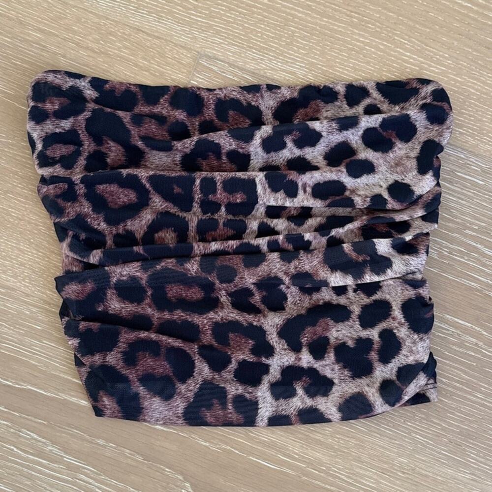 Superdown Tube Top Ruched leopard Print Size S Brown Black
